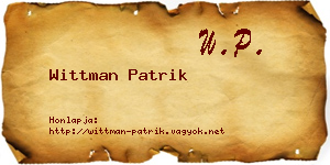 Wittman Patrik névjegykártya